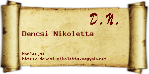 Dencsi Nikoletta névjegykártya
